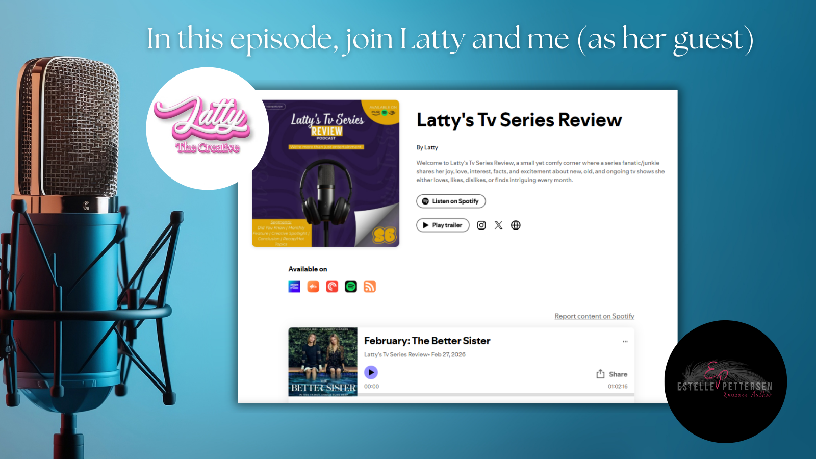 Latty's TV Series Review Podcast episode with guest romance author